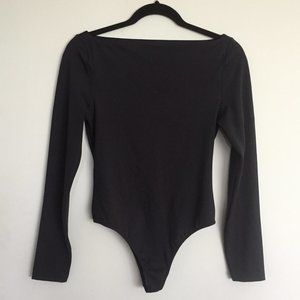 Long sleeve boat neck bodysuit
